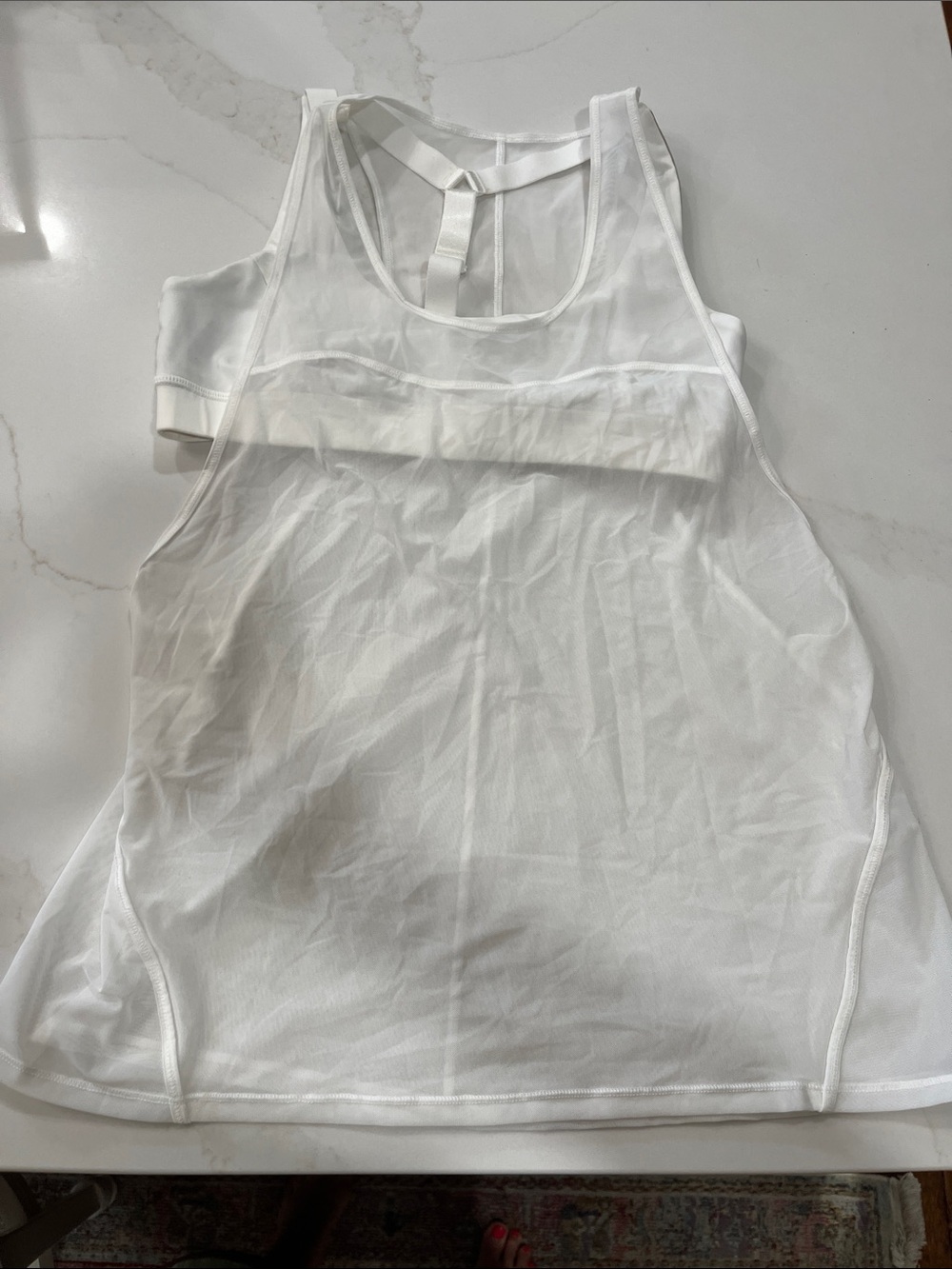 lululemon athletica White Mesh Racerback Tank with Sports Bra